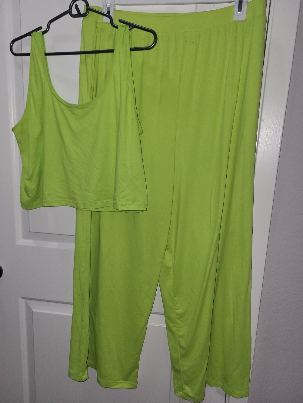Women’s Lime Green Pants Set - Crop Tank & Wide-Leg Pants